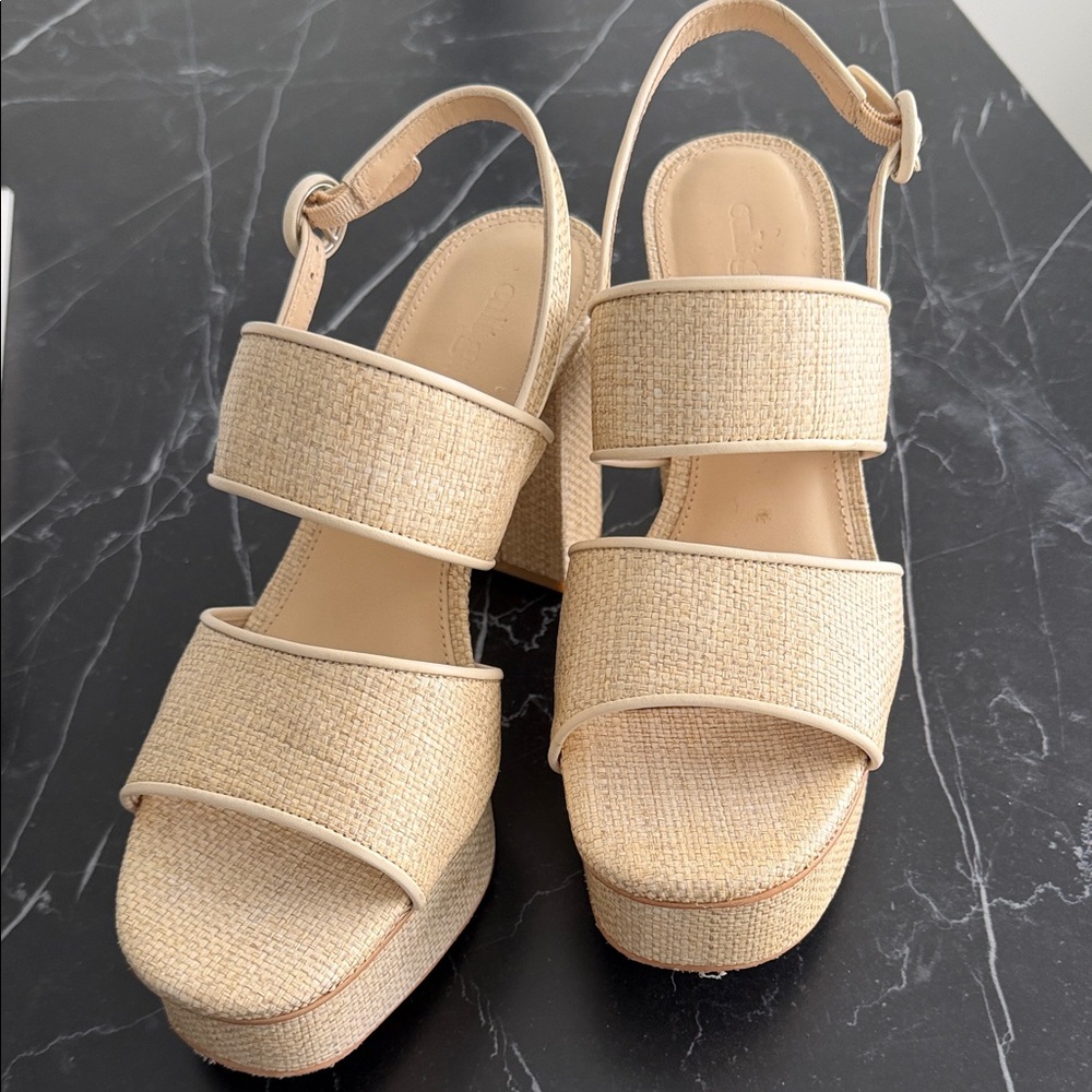 Cult Gaia Cream Wedge Sandals